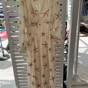 DollsKill Sequin Beach theme long sleeve long dress Medium/small